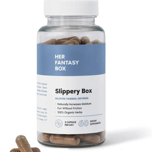 Her Fantasy Box Slippery Box 3-Pack | Natural Vaginal Dryness Relief | 180 Capsules | 3-Month Supply | Lab Tested