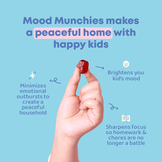 Mood Munchies Saffron Gummies for Kids - Natural Mood & Focus Support | Saffron Extract | Berry Flavor | 60 Gummies | JoySpring
