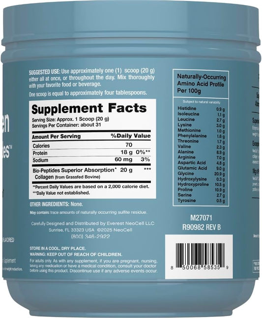 NeoCell Collagen Bio-Peptides 3-Pack Bundle | 20G Grassfed Protein | Organic Wellness Hub