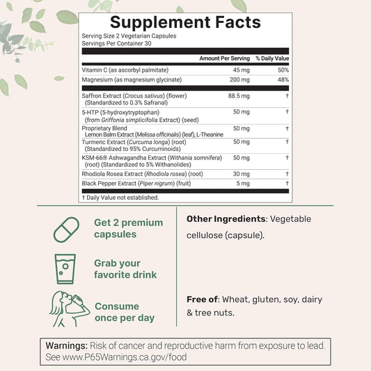 Organic Wellness Hub | Saffron+ Advanced Capsules 60ct — Clean Ingredients Only, Vegetarian, Mood Support, Lab Tested Dietary Supplement by Micro Ingredients
