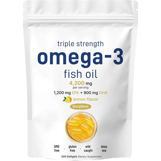 Triple Strength Omega-3 Fish Oil 4200mg (3-Pack) | 720 Softgels | 1200mg EPA + 900mg DHA | Organic Wellness Hub