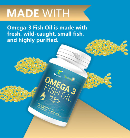 Omega 3 Fish Oil 1000mg 3-Pack | 300 Mini Softgels EPA & DHA | Organic Wellness Hub