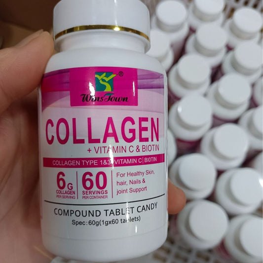 Collagen Capsules with Vitamin C & Biotin 6g -- Hair, Skin & Nail Support | 60 Servings | Organic Wellness Hub