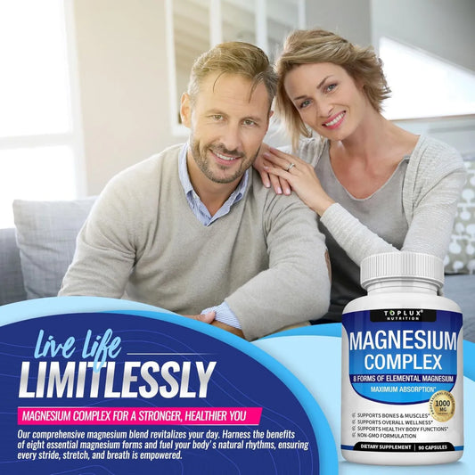 Toplux Magnesium Complex 3-Pack Bundle | 1000mg | 270 Capsules | 8 Forms | Max Absorption | Lab Tested — Organic Wellness Hub