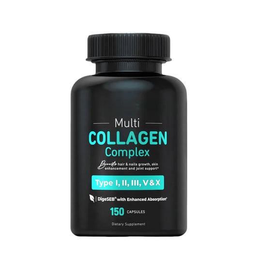 Multi Collagen Complex Capsules | Type I II III V X | Organic Wellness Hub
