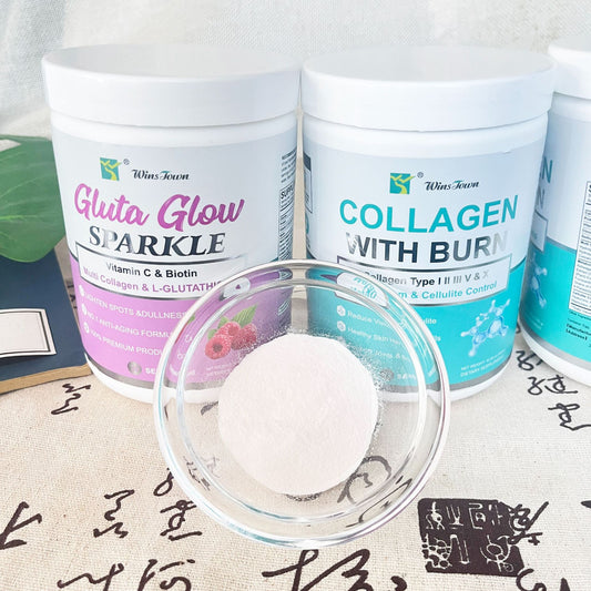 WinsTown Collagen With Burn 300g | Multi-Type Collagen I II III V X - Metabolism, Cellulite Control, Skin Hair Nails & Joints - Lab Tested | Organic Wellness Hub