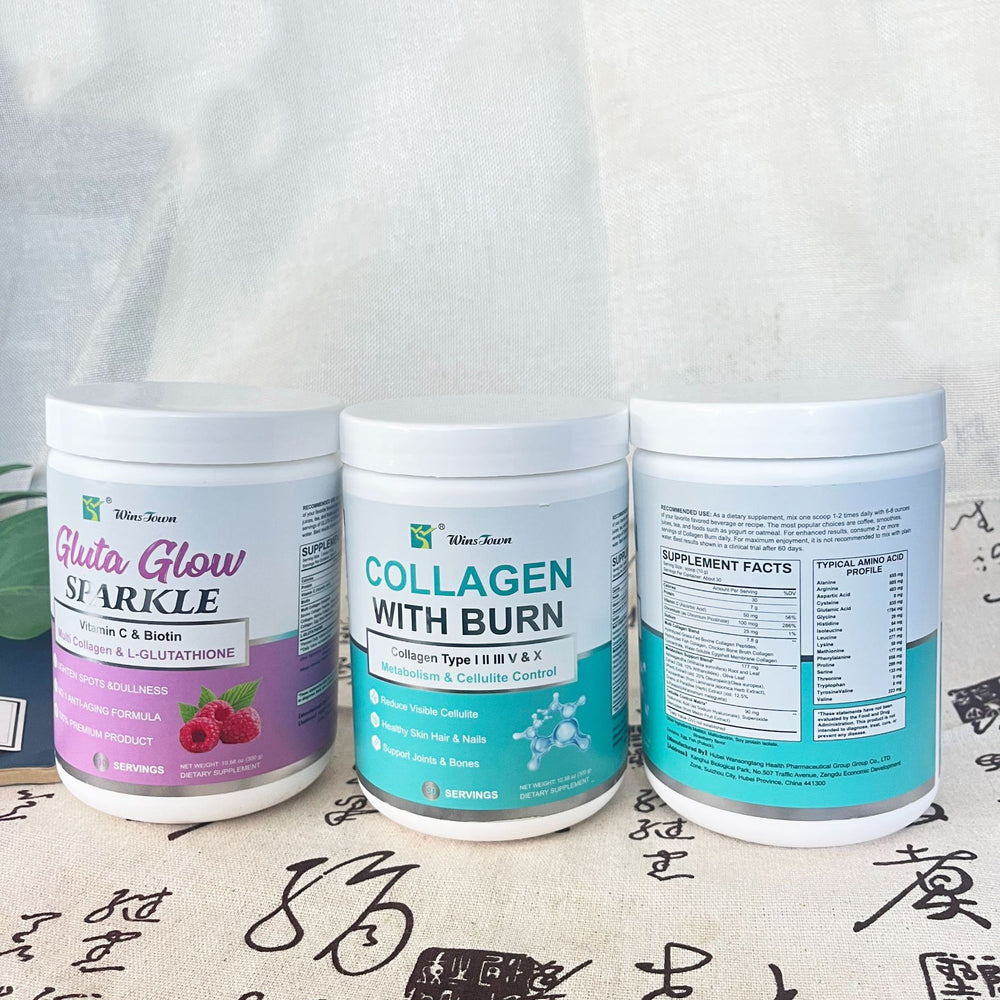 WinsTown Collagen With Burn 300g | Multi-Type Collagen I II III V X - Metabolism, Cellulite Control, Skin Hair Nails & Joints - Lab Tested | Organic Wellness Hub