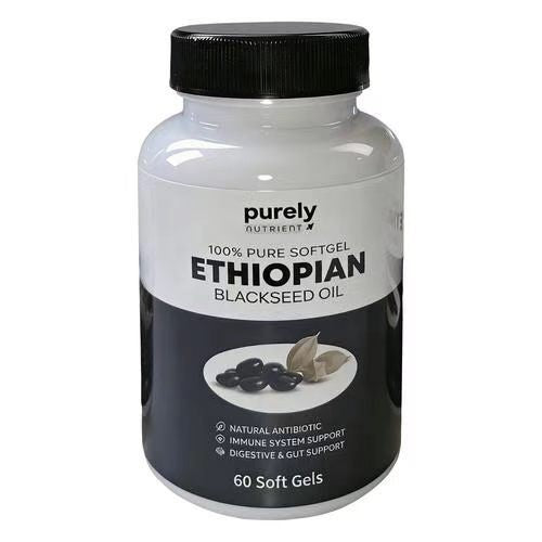 100% Pure Ethiopian Black Seed Oil Softgels - Natural Antibiotic, Immune & Digestive Support | 60 Softgels | Lab Tested, Quality Guaranteed | Organic Wellness Hub