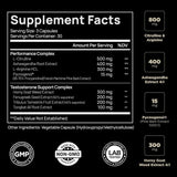 Terra ELMNT Testosterone Support for Men - Ashwagandha, Pycnogenol, Horny Goat Weed, Tongkat Ali & Tribulus | 90 Capsules | Natural Test Booster Supplement