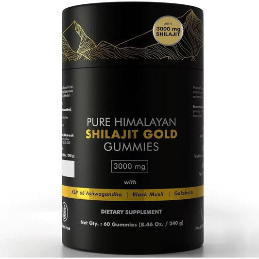 Gold Shilajit Gummies 3000mg with Ashwagandha, Black Musli & Gokshura | 80 Gummies