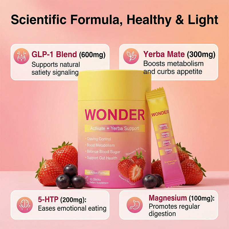 WONDER Activate + Yerba Support 3-Pack – 90 Sticks Total | Craving Control, Metabolism, Blood Sugar & Gut Health | Strawberry Açaí Dual-Action Formula | 90-Day Supply