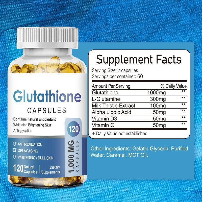 Glutathione Capsules 1000mg | Natural Antioxidant Skin Brightening Whitening Anti-Glycation & Anti-Aging | 120 Capsules | Organic Wellness Hub