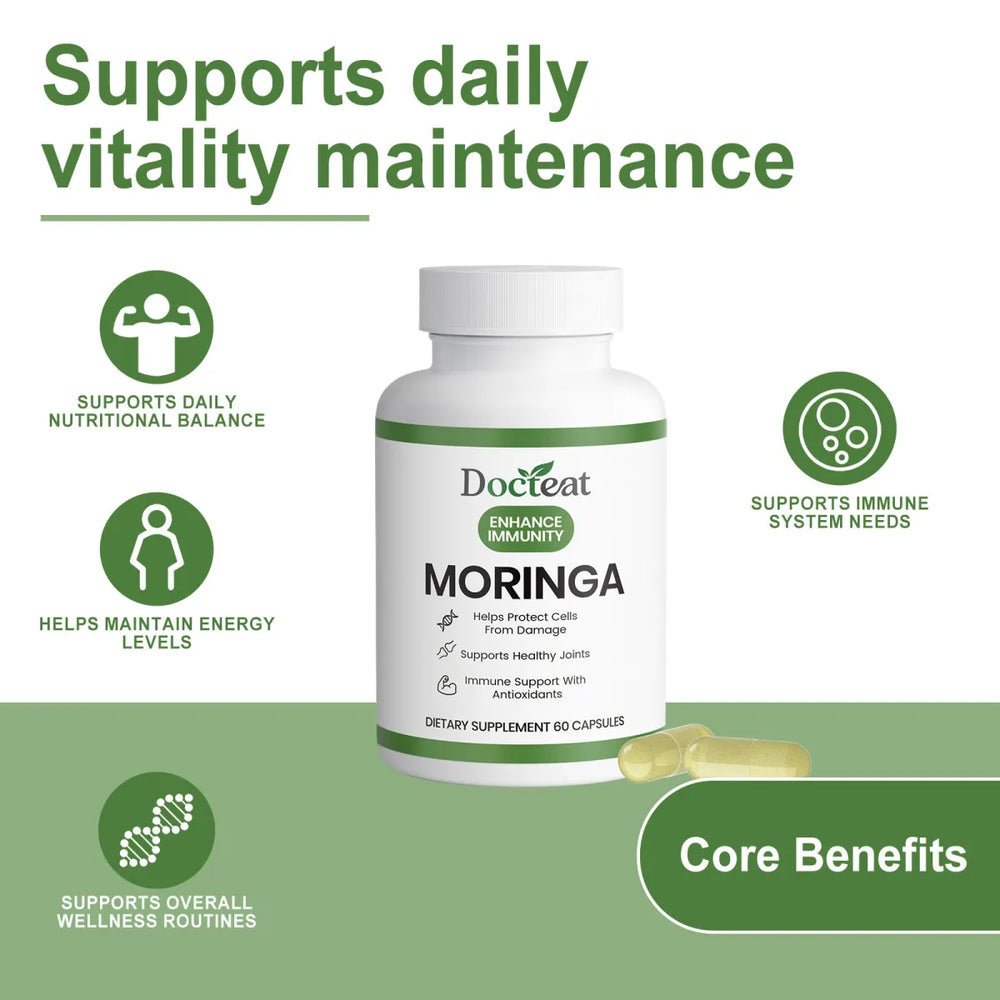 Docteat Moringa Capsules 180 Count (3 Pack) – Immune Support & Antioxidant Supplement | Organic Wellness Hub