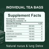 LOCRED Natural Mucus & Lung Detox Tea | Mullein Leaf & American Ginseng | Respiratory Support Herbal Tea ? 15 Individual Tea Bags