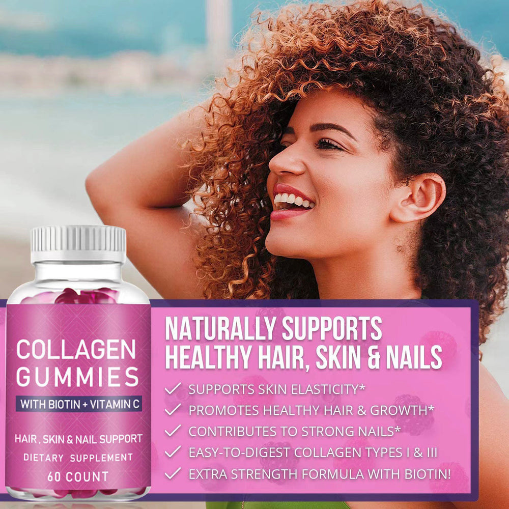 Collagen Gummies with Biotin & Vitamin C - Hair, Skin & Nail Support | 60 Count | Organic Wellness Hub