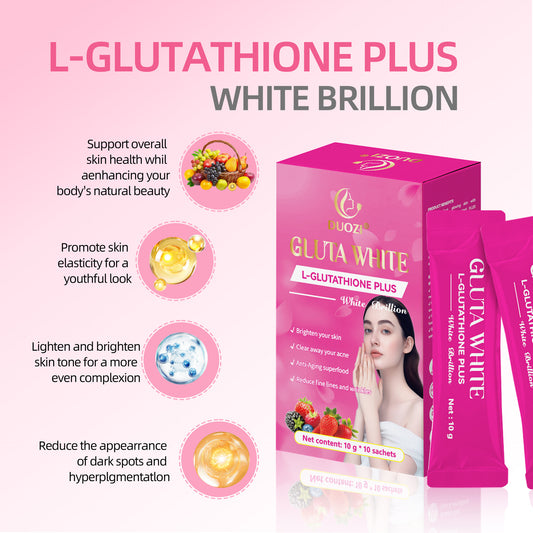 Duozi Gluta White L-Glutathione Plus | Skin Brightening, Acne Clearing & Anti-Aging Sachets 10g x 10 - Lab Tested | Organic Wellness Hub