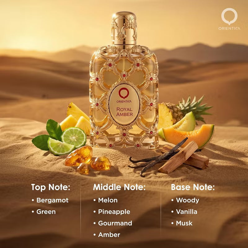 Orientica Royal Amber Eau De Parfum Luxury Collection | Long-Lasting Unisex Fragrance | Organic Wellness Hub
