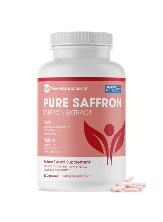 Pure Saffron Extract Supplement 60 Capsules - Premium Mood & Wellness Support | Organic Wellness Hub