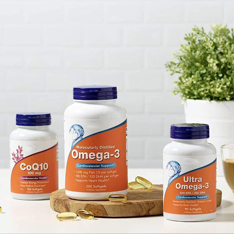 Omega-3 Fish Oil 1000mg Softgels -EPA DHA Heart Health Support 200 Count | Organic Wellness Hub
