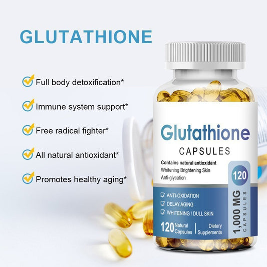 Glutathione Capsules 1000mg | Natural Antioxidant Skin Brightening Whitening Anti-Glycation & Anti-Aging | 120 Capsules | Organic Wellness Hub