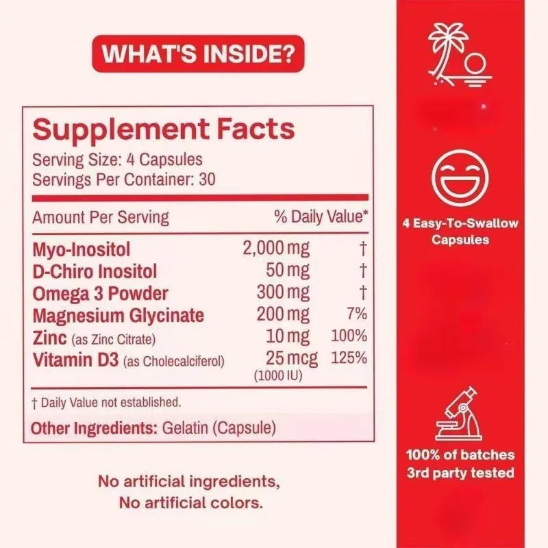Happy Hormones PCOS Multivitamin 3 Pack | Myo-Inositol & D-Chiro Formula | 90 Servings Total | Organic Wellness Hub
