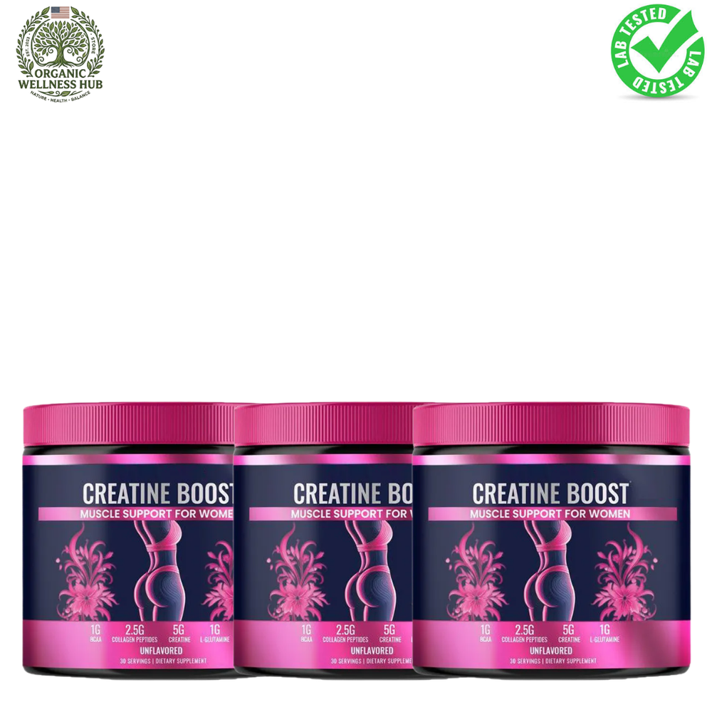 3X Creatine Boost for Women Powder | 90 Servings | Muscle Support & Recovery | Organic Wellness Hub