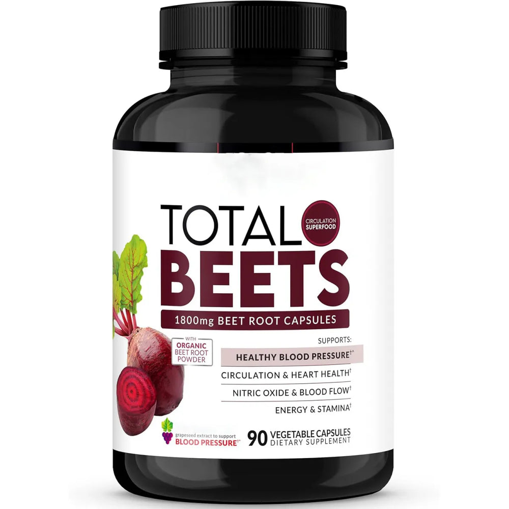 Total Beets 1800mg Beet Root Capsules 90 Veg Capsules (3 Bottles) | Nitric Oxide & Circulation Support | Organic Wellness Hub