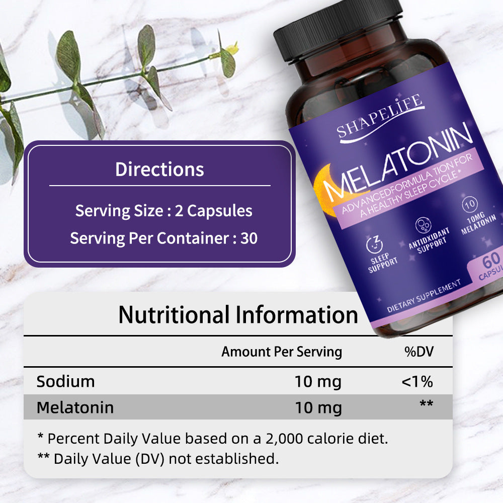 ShapeLife Melatonin 10mg Sleep Support Capsules - Advanced Sleep Formula 60 Count | Organic Wellness Hub