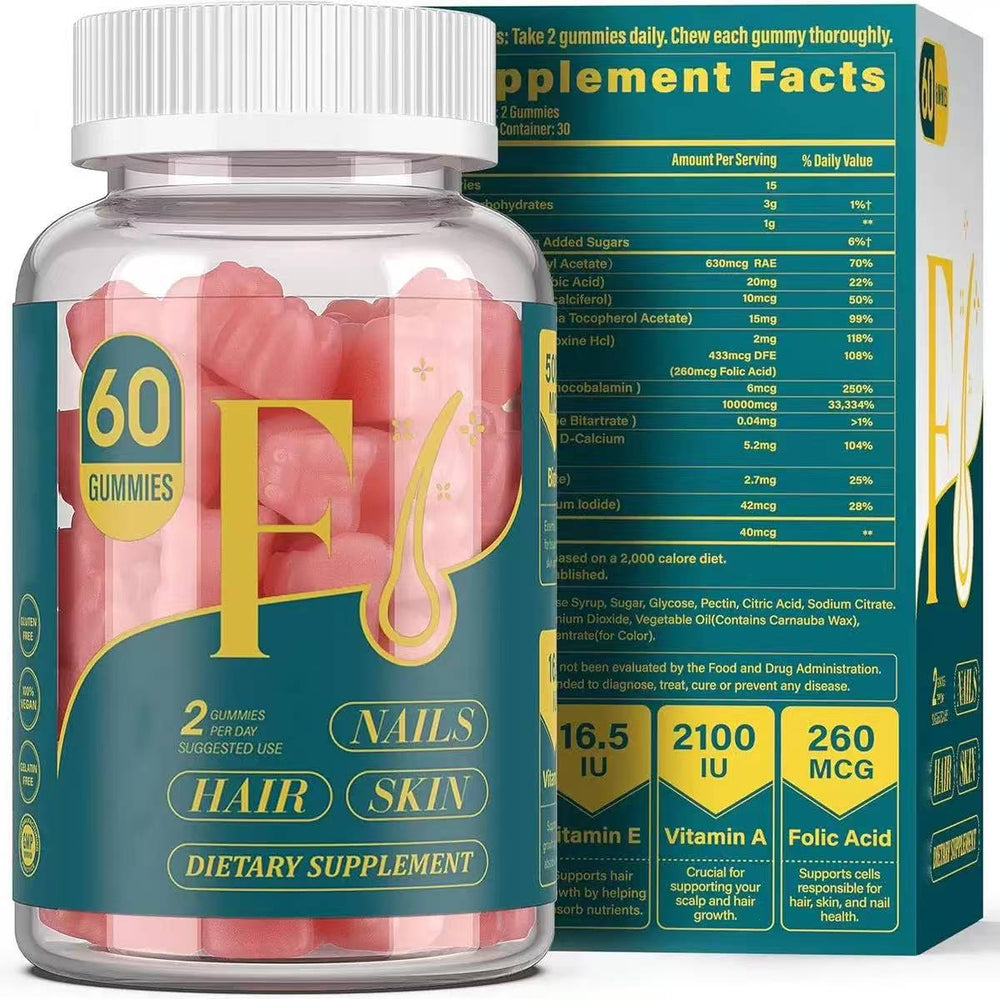 Hair Skin & Nails Gummies 60 Count | Biotin Beauty Supplement | Lab Tested | Organic Wellness Hub
