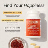BrainMD Happy Saffron Plus | 3-in-1 Mood, Memory & Sexual Function | 90 Vegan Capsules | Lab Tested | Organic Wellness Hub