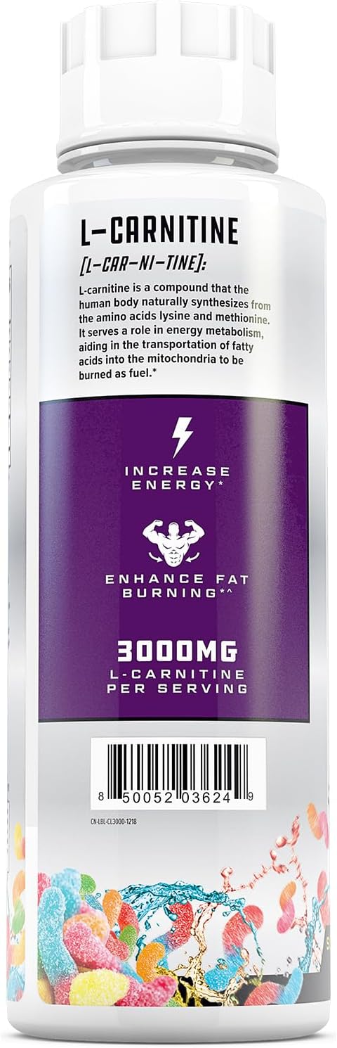 Cutler Carnitine 3000 Liquid 3-Pack | Sour Gummy Worm | 93 Servings | Lab Tested | Organic Wellness Hub