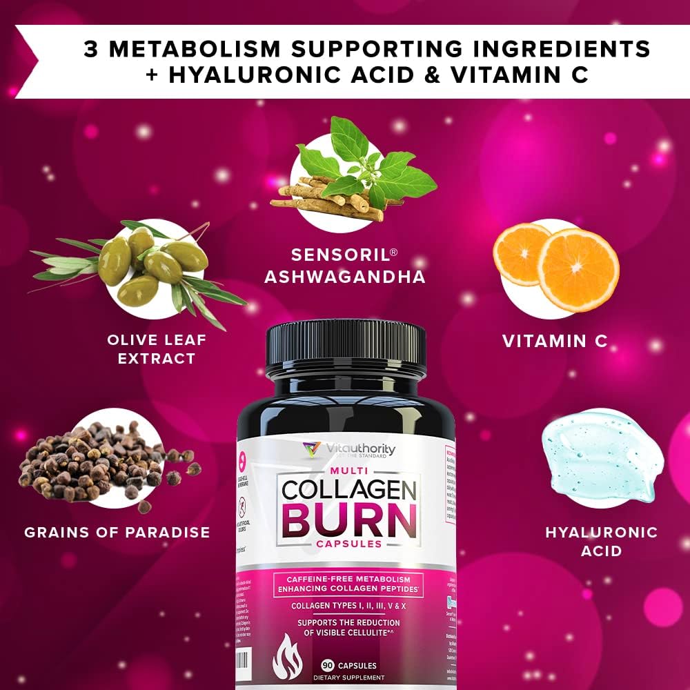 Multi Collagen Burn Capsules - Caffeine-Free Metabolism Boost & Visible Cellulite Reduction | Organic Wellness Hub