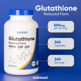 Nutricost Glutathione Reduced Form 500mg 240 Capsules (3 Pack) – 720 Capsules Total | Antioxidant Supplement | Organic Wellness Hub