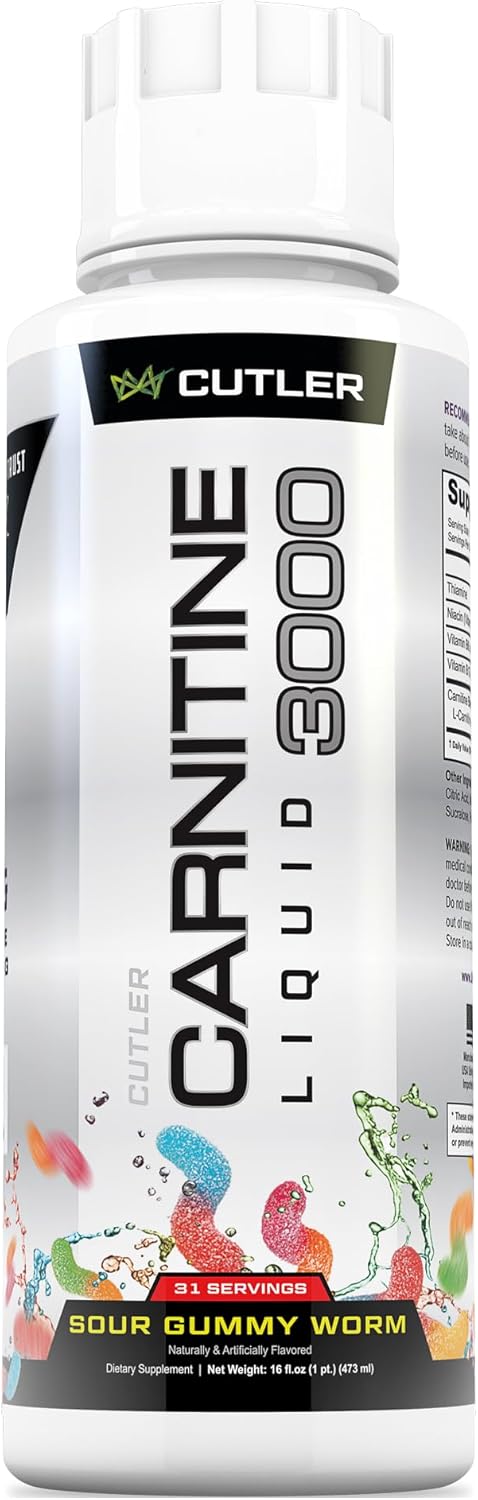 Cutler Carnitine 3000 Liquid 3-Pack | Sour Gummy Worm | 93 Servings | Lab Tested | Organic Wellness Hub