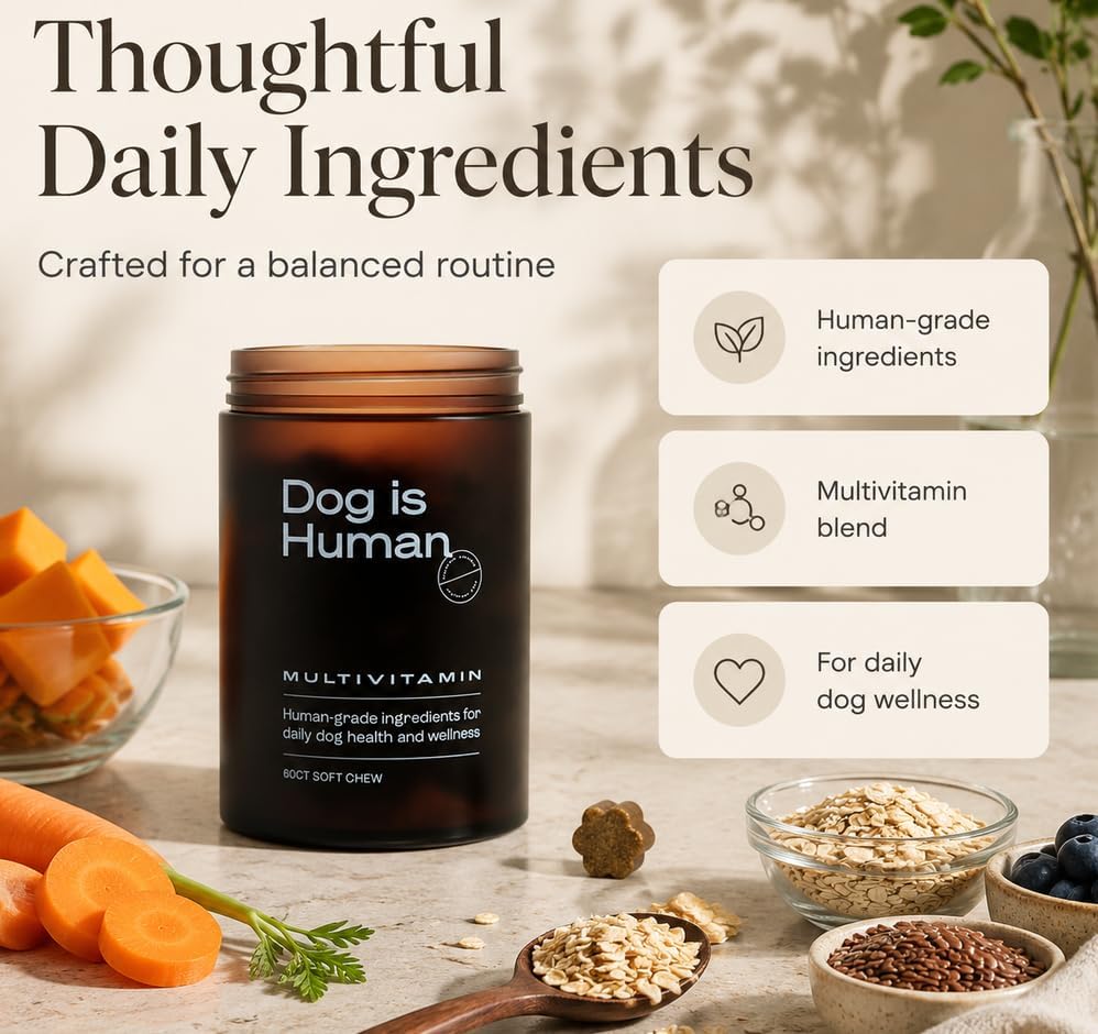Dog Is Human Multivitamin Soft Chews for Dogs | 60 Count Daily Wellness Supplement | Organic Wellness Hub