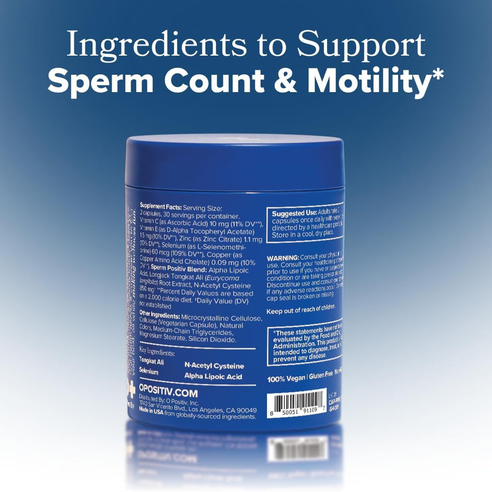 Preggo Sperm Health Support Capsules | 60 Vegan Capsules | Sperm Count, Motility & Testosterone | O Positiv Health | Organic Wellness Hub