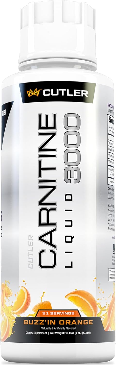 Cutler Carnitine 3000 Liquid 3-Pack | Buzz'in Orange | 93 Servings | Lab Tested | Organic Wellness Hub