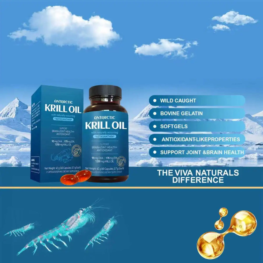 Antarctic Krill Oil 1250mg 3-Pack Bundle + Astaxanthin | 90-Day Supply | Brain, Joint & Antioxidant | Organic Wellness Hub