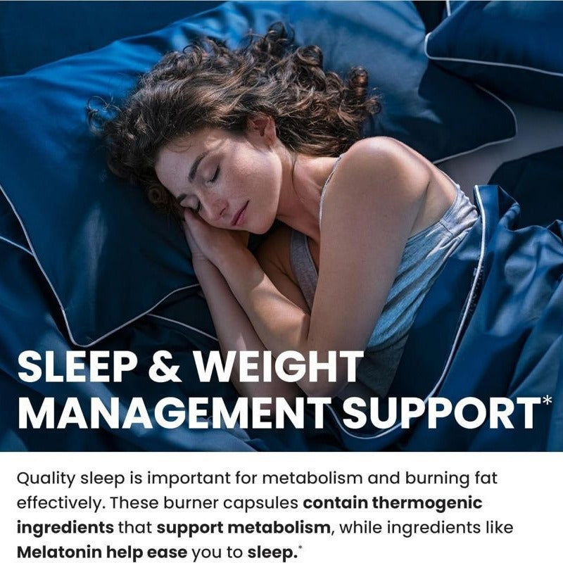 Sleep + Burn Premium Night Time Fat Burner - 60 Capsules | Sleep Aid & Metabolism Support | Organic Wellness Hub