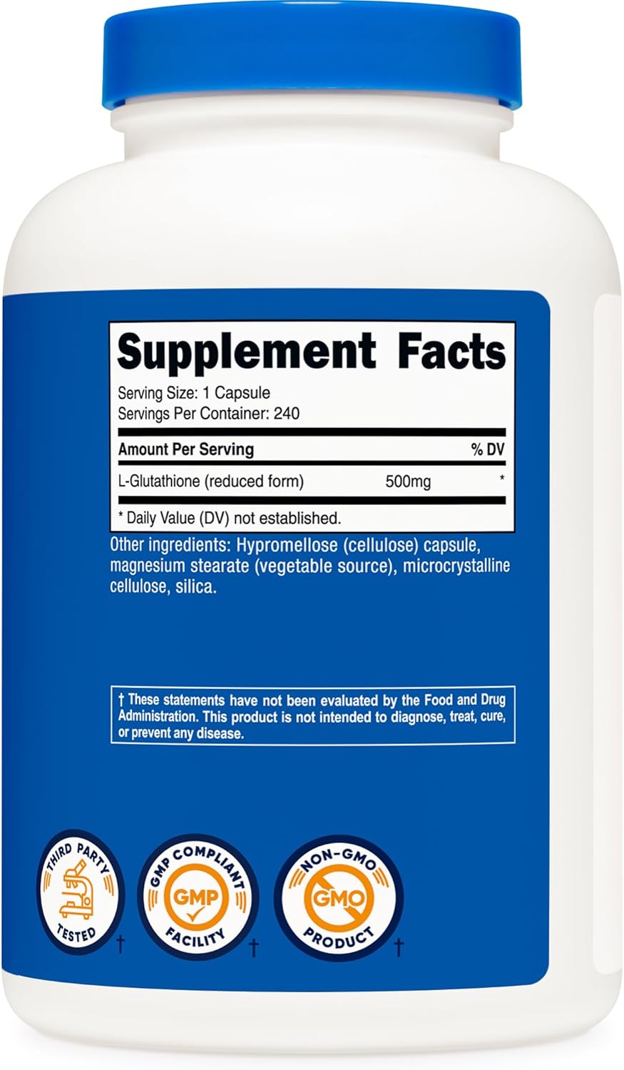 Nutricost Glutathione Reduced Form 500mg 240 Capsules (3 Pack) – 720 Capsules Total | Antioxidant Supplement | Organic Wellness Hub