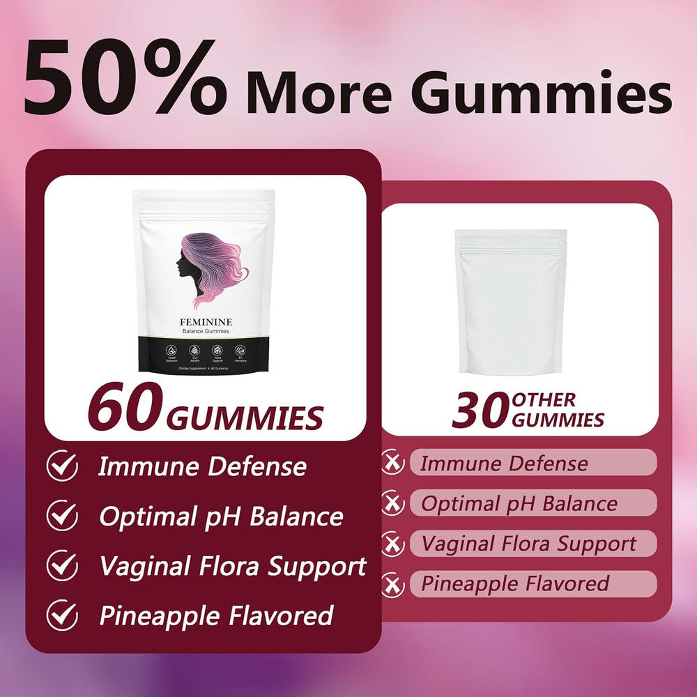 Feminine Balance Gummies | Yeast Balance, Gut Health, Flora Support & pH Harmony | 60 Gummies | Organic Wellness Hub