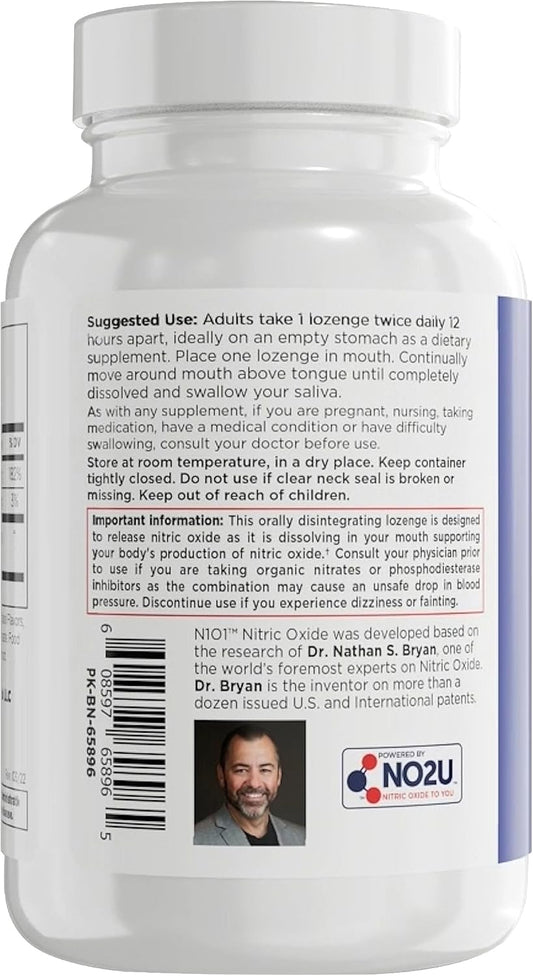 N1O1 Nitric Oxide Releasing Lozenges - Whole-Body Wellness & Vitality Support (60ct) | Organic Wellness Hub