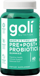 Goli Nutrition World's First 3-in-1 Pre+Post+Probiotics Gummies — 3-Pack Bundle (180 Gummies) | Lab Tested | Digestive Health, Immune Support & Balanced Gut Dietary Supplement