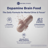 Natural Stacks Dopamine Brain Food™ 3-Pack Bundle – 650mg L-Tyrosine Nootropic | 3×60 Vegan Capsules | Focus, Mental Drive & Motivation | Organic Wellness Hub