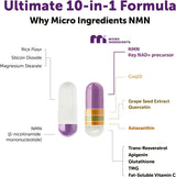 Micro Ingredients NMN 1000mg - Ultimate 10-in-1 -Nicotinamide Mononucleotide Supplement | 120 Vegetarian Capsules | NAD+ Booster, Anti-Aging & Energy Support | cGMP Certified | Organic Wellness Hub