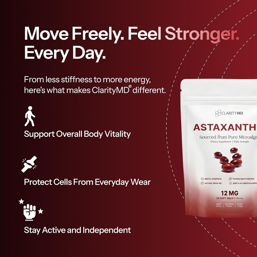 ClarityMD Astaxanthin 12mg Triple Strength Softgels 3-Pack – Premium Antioxidant Support | Organic Wellness Hub