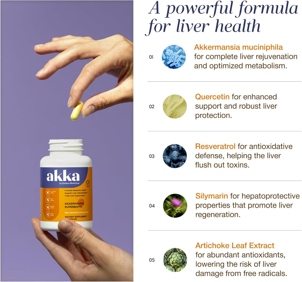 Akka Akkermansia Superbiotic Capsules for Gut & Liver Health | 60 Capsules | Organic Wellness Hub