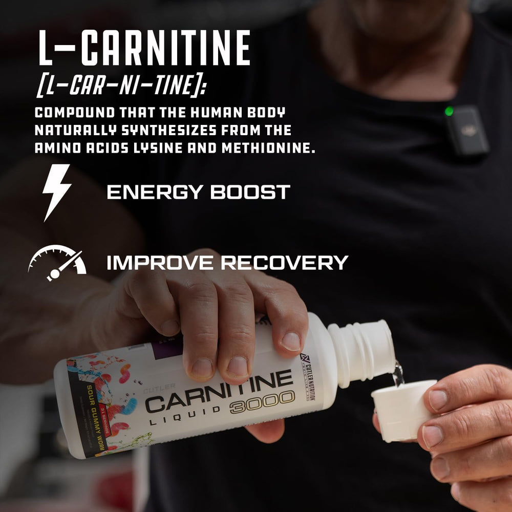 Cutler Carnitine 3000 Liquid 3-Pack | Sour Gummy Worm | 93 Servings | Lab Tested | Organic Wellness Hub