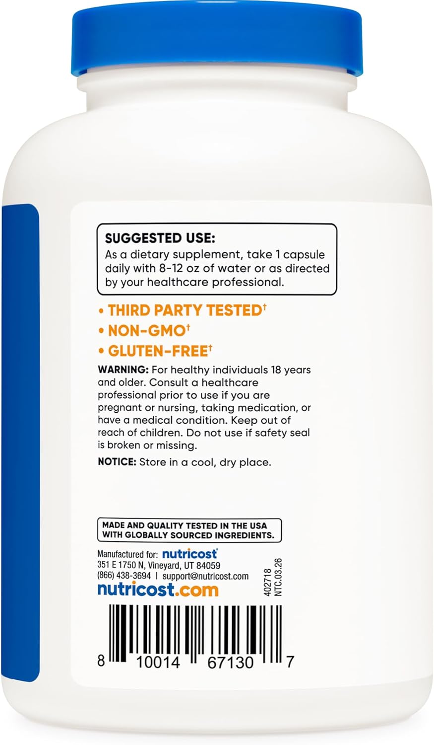 Nutricost Glutathione Reduced Form 500mg – 240 Capsules | Antioxidant Support Supplement | Organic Wellness Hub