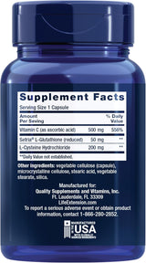 Life Extension Glutathione, Cysteine & C - 100 Capsules (Pack of 3) | Immune Support Amino Acid Supplement - Organic Wellness Hub